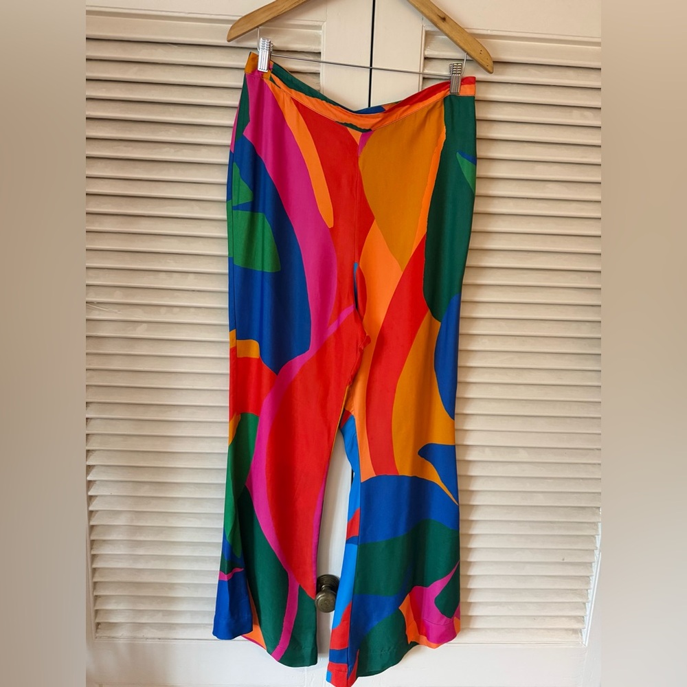 NWT FARM RIO COLORFUL LEAVES ECOVERO PANTS SIZE LARGE ORIG $175